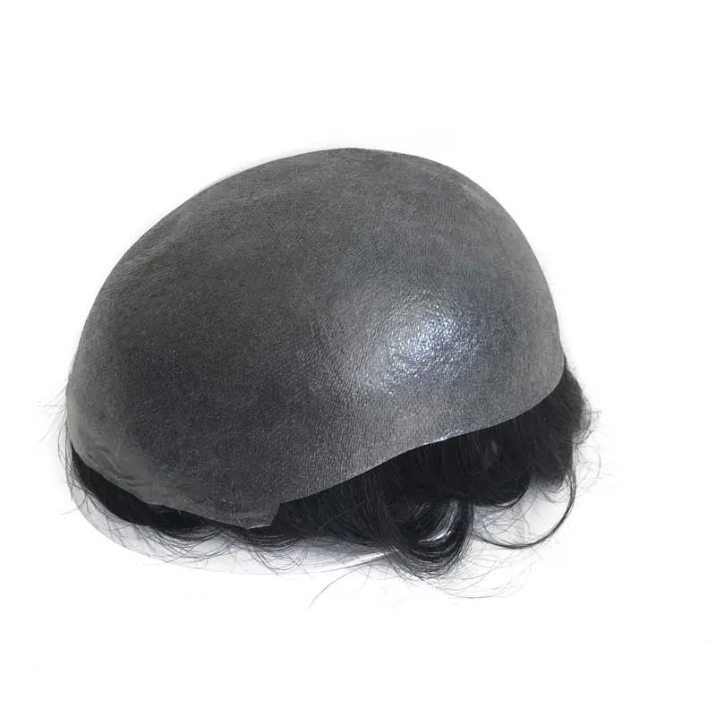 Full V Loop Thin Skin Base 0.04 0.05 0.06 Men Toupee With Real Human Hair