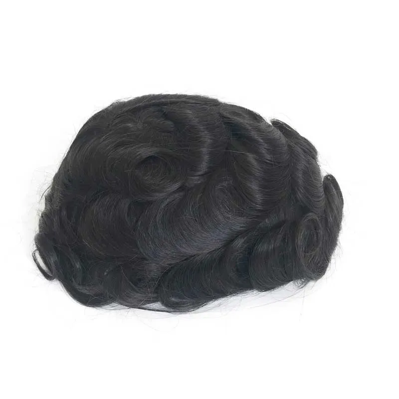 All Knotted PU Base 0.06 0.08 Thin Skin Base Hair Men Toupee	
