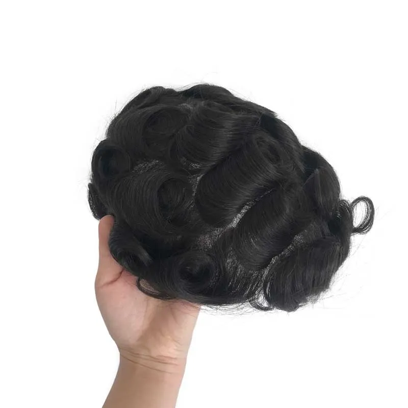 All Knotted PU Base 0.06 0.08 Thin Skin Base Hair Men Toupee	