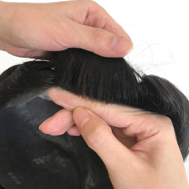 All Knotted PU Base 0.06 0.08 Thin Skin Base Hair Men Toupee	