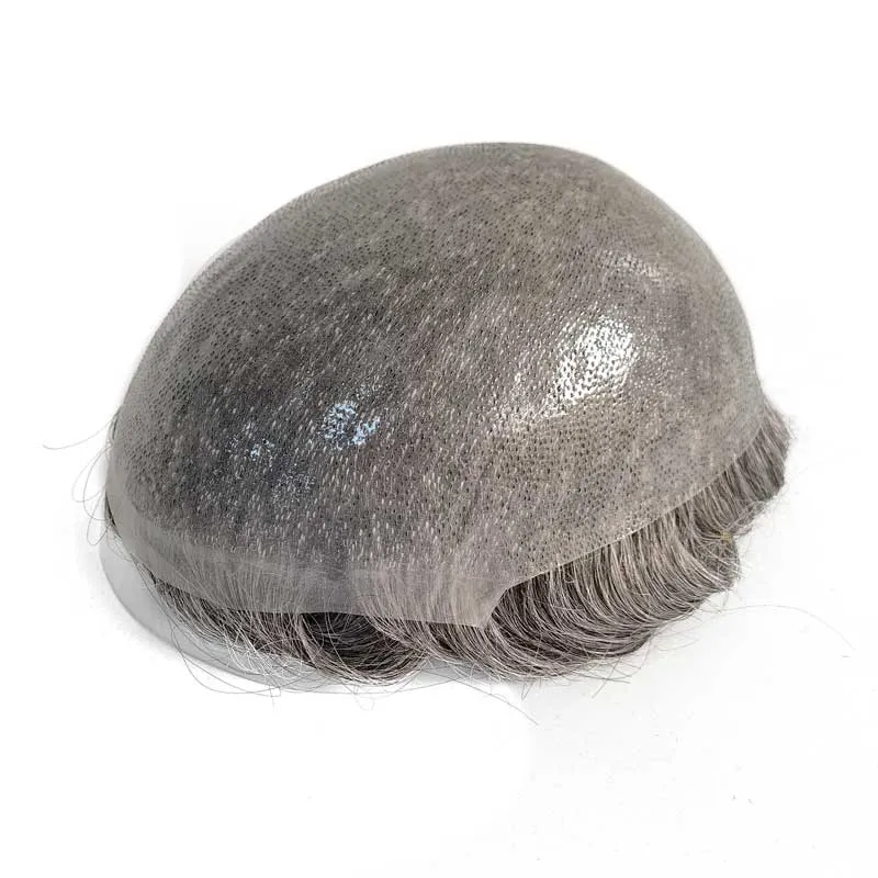 Full PU Thin Skin Men Toupee With 1012 Knotted PU Hair System