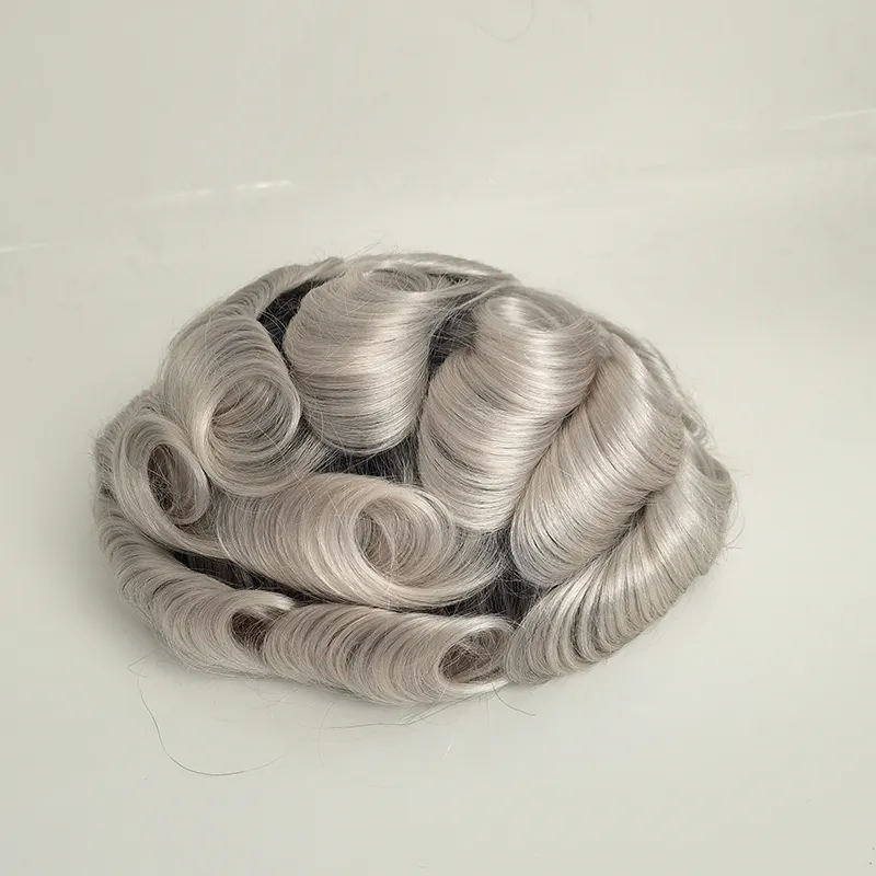 Black Ombre Gray Human Hair Men Toupee Black Ombre Gray Human Hair Men Toupee
