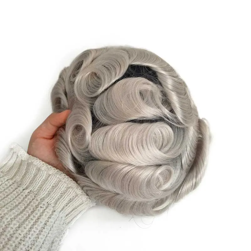 Black Ombre Gray Human Hair Men Toupee Black Ombre Gray Human Hair Men Toupee