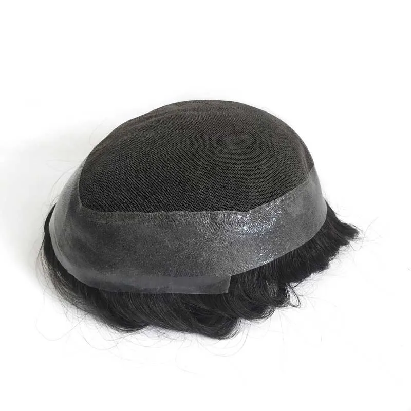 French Lace Top Base Men Hairpiece with Thin Skin PU Perimeter