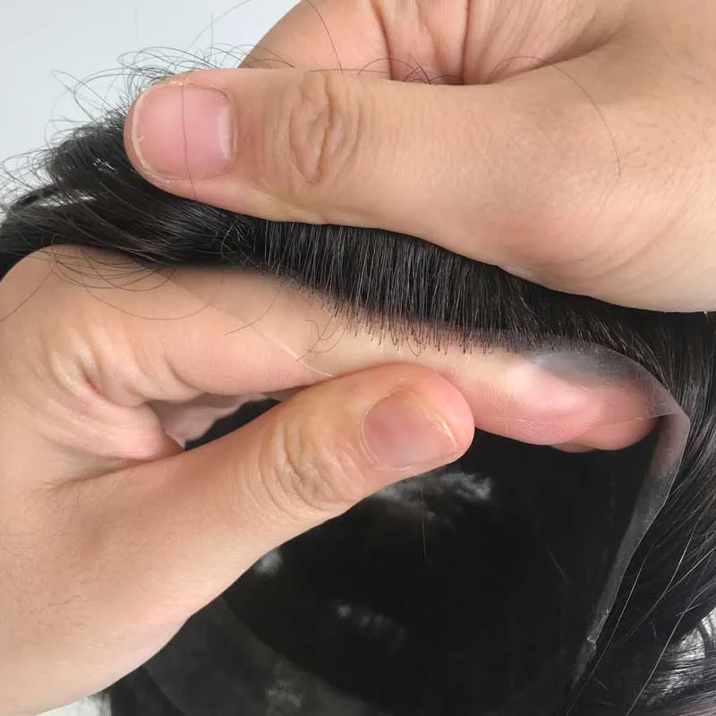French Lace Top Base Men Hairpiece with Thin Skin PU Perimeter French Lace Top Base Men Hairpiece with Thin Skin PU Perimeter