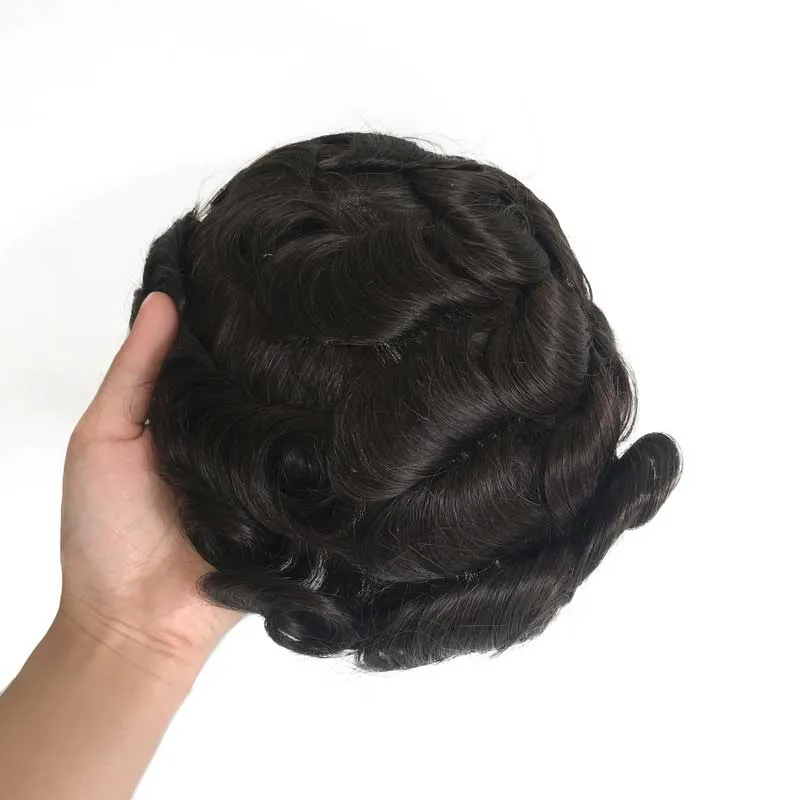 French Lace Top Base Men Hairpiece with Thin Skin PU Perimeter French Lace Top Base Men Hairpiece with Thin Skin PU Perimeter