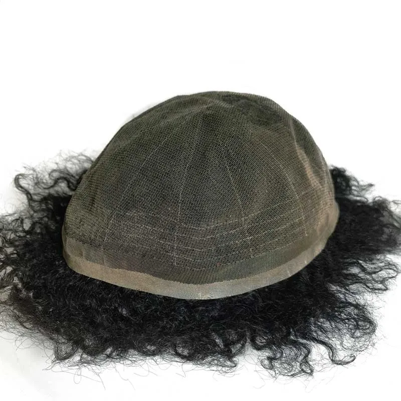 100% Human Hair Unit Full Lace Afro Curly Wave Men Hairpiece Toupee For African American 100% Human Hair Unit Full Lace Afro Curly Wave Men Hairpiece Toupee For African American
