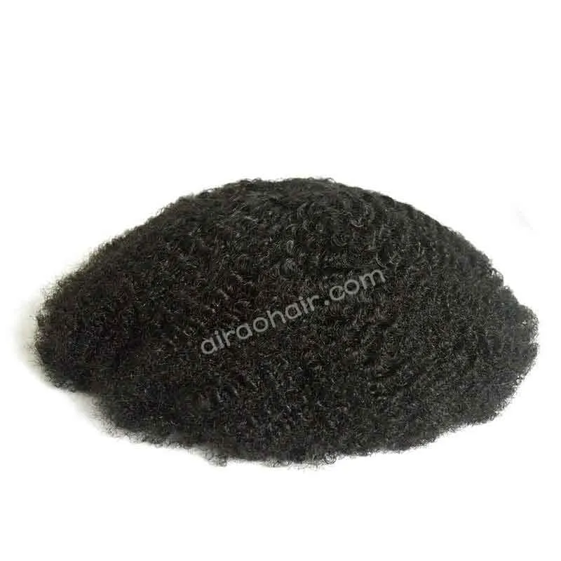 Afro Curly Mens Toupee Black Male Full Lace Human Hair Units