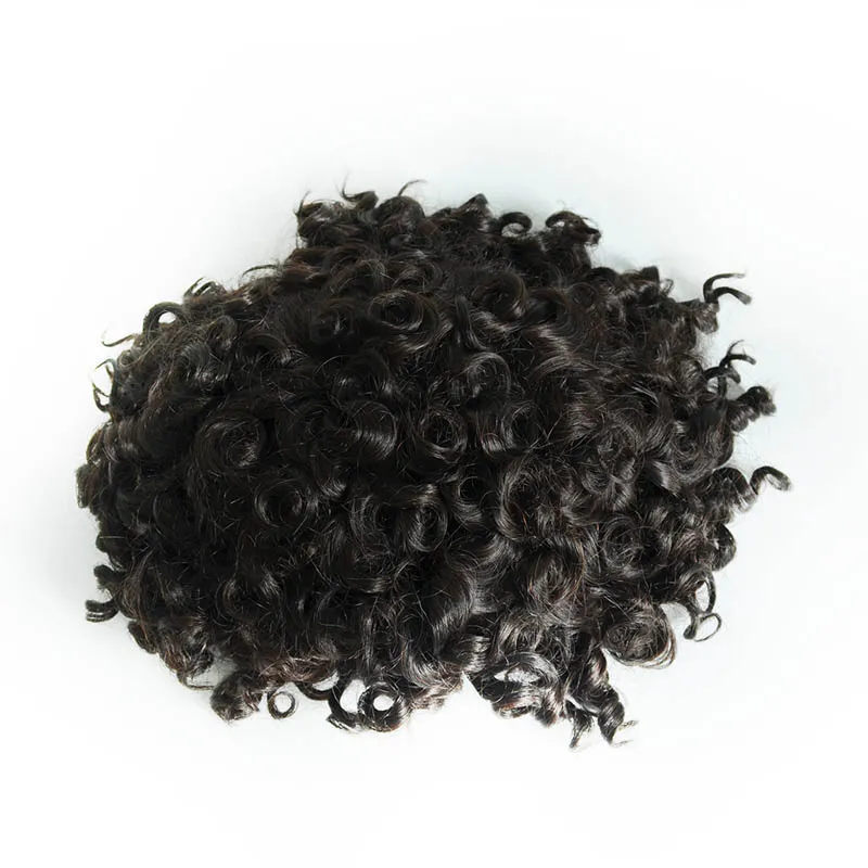 100% Human Hair 20MM Afro Curl Mono Base Men Toupee	