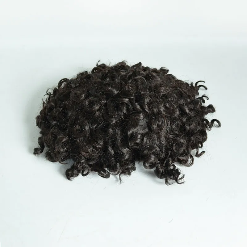 100% Human Hair 20MM Afro Curl Mono Base Men Toupee	