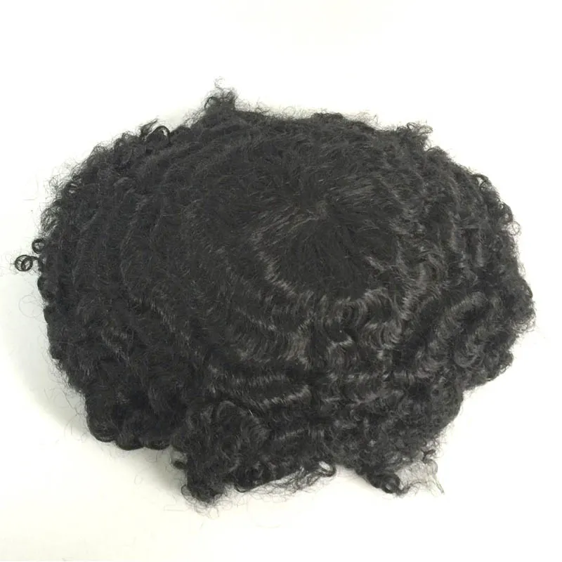 15MM Afro Wave Human Hair Mono Lace Men Toupee