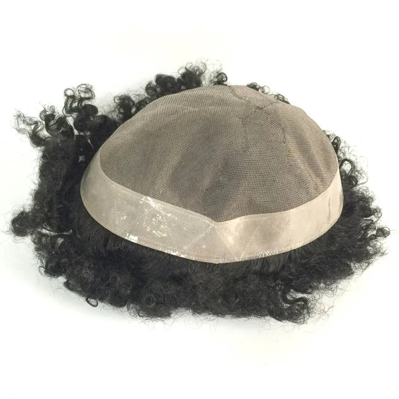 15MM Afro Wave Human Hair Mono Lace Men Toupee	