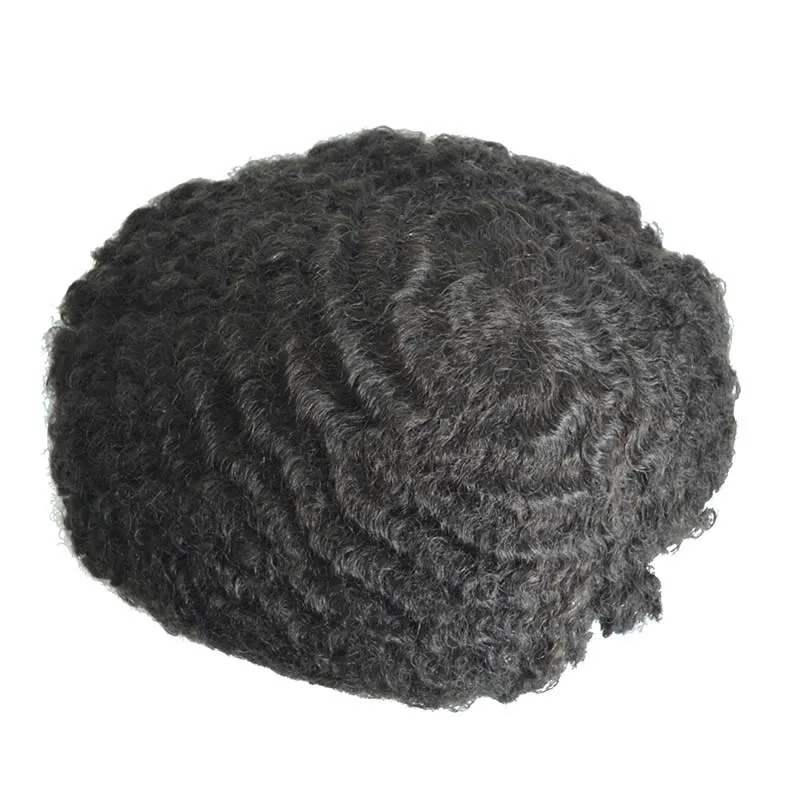 Full Lace 8mm Wave Color 1B Human Hair Men Toupee