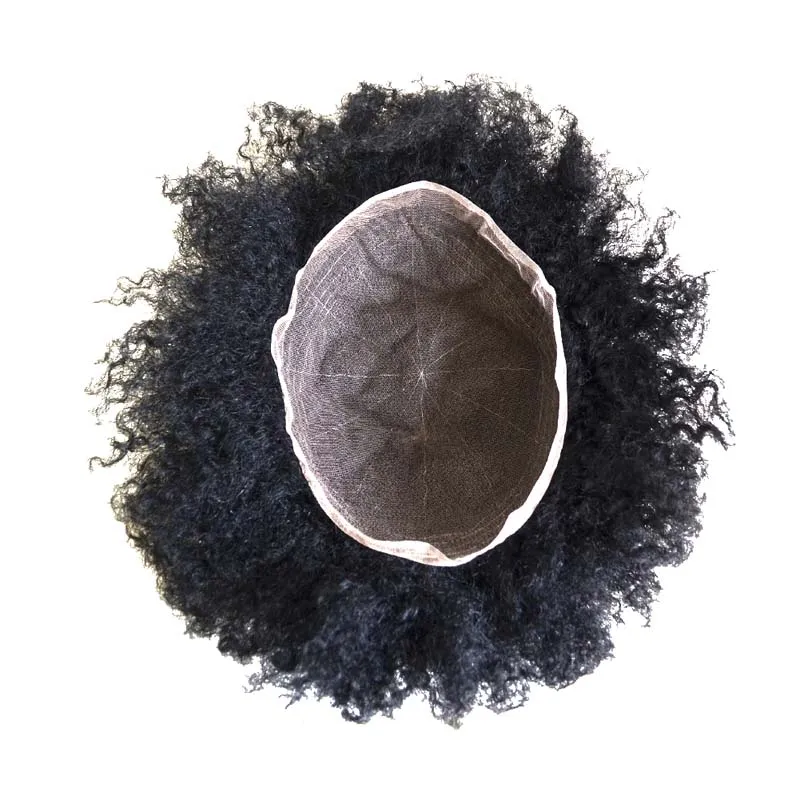 Full Lace 6mm Wave Natural Black 1B Human Hair Men Toupee