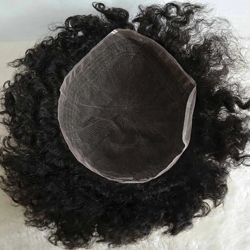 Full Lace Base 12mm Wave Color 1B Human Hair Men Toupee