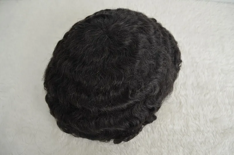 15mm Afro Wave Human Hair Swiss Lace Men Toupee Natural Black Color 1B 15mm Afro Wave Human Hair Swiss Lace Men Toupee Natural Black Color 1B
