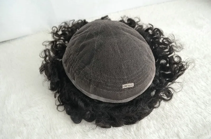 15mm Afro Wave Human Hair Swiss Lace Men Toupee Natural Black Color 1B 15mm Afro Wave Human Hair Swiss Lace Men Toupee Natural Black Color 1B