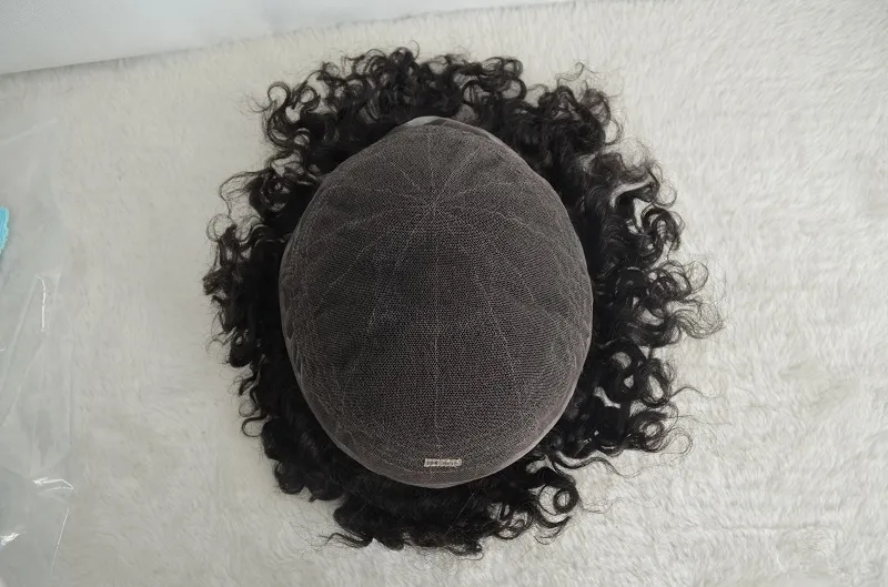 15mm Afro Wave Human Hair Swiss Lace Men Toupee Natural Black Color 1B 15mm Afro Wave Human Hair Swiss Lace Men Toupee Natural Black Color 1B