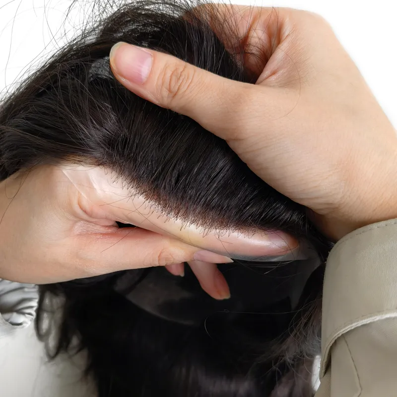 9 Inch Hair Length Full PU Thin Skin Injected Men Toupee With Natural Human Hair 9 Inch Hair Length Full PU Thin Skin Injected Men Toupee With Natural Human Hair