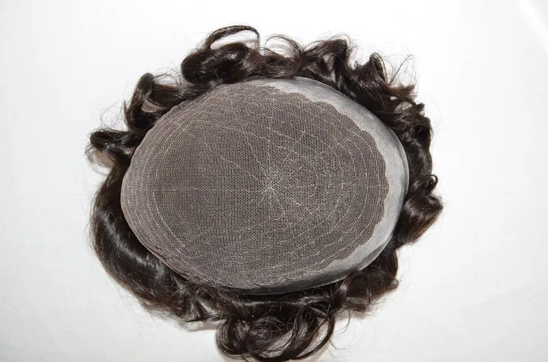 Q6 Swiss Lace Human Hair Men Toupee with PU Skin around Back and Side Q6 Swiss Lace Human Hair Men Toupee with PU Skin around Back and Side