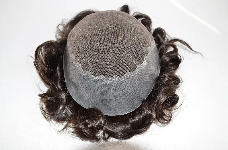 Q6 Swiss Lace Human Hair Men Toupee with PU Skin around Back and Side Q6 Swiss Lace Human Hair Men Toupee with PU Skin around Back and Side