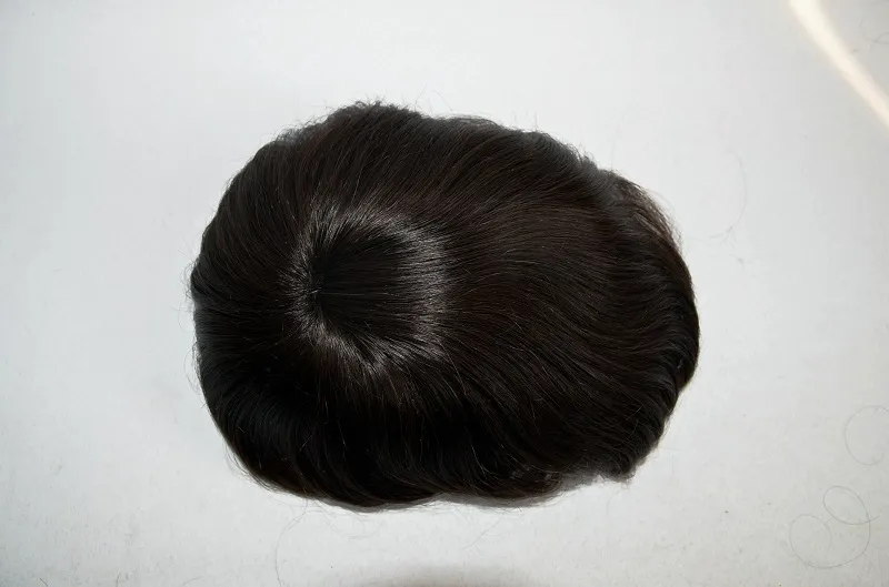 Q6 Swiss Lace Human Hair Men Toupee with PU Skin around Back and Side Q6 Swiss Lace Human Hair Men Toupee with PU Skin around Back and Side