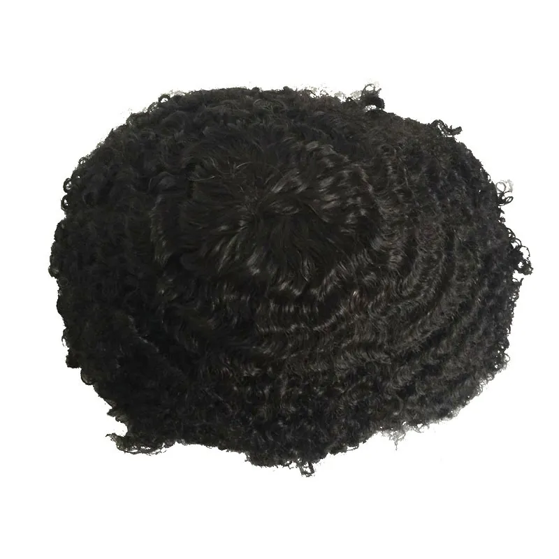 8MM Afro Wave Human Hair Mono Lace Men Toupee for African American 8MM Afro Wave Human Hair Mono Lace Men Toupee for African American