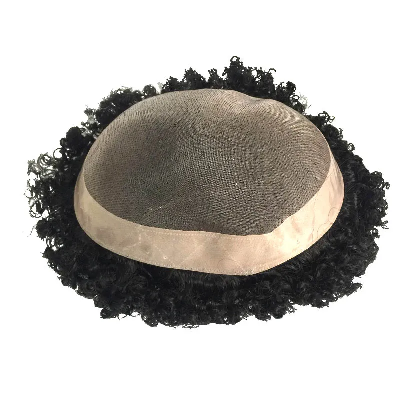 8MM Afro Wave Human Hair Mono Lace Men Toupee for African American 8MM Afro Wave Human Hair Mono Lace Men Toupee for African American