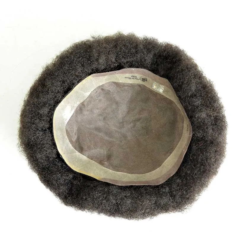 100 Percent Human Hair 4MM Afro Curl Mono Base Men Toupee