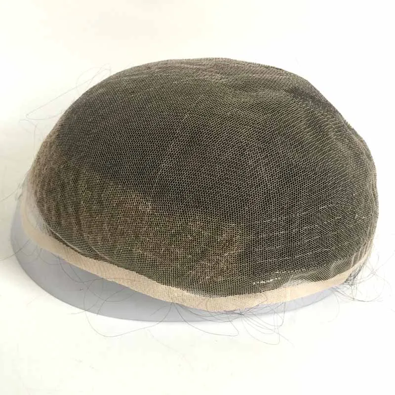 Full Swiss Lace Men Toupee with Human Hair Bleached Knots
