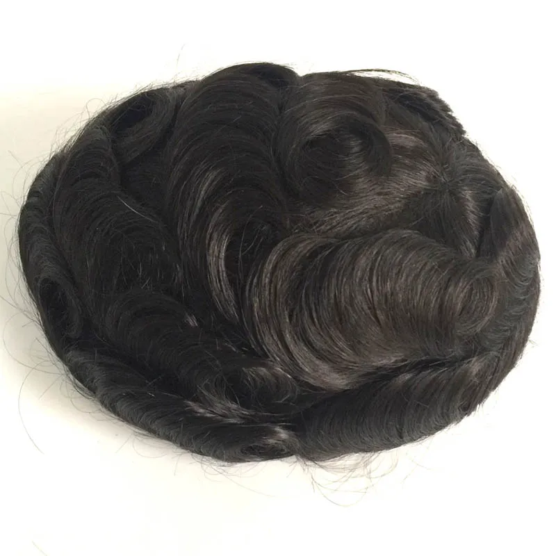 VER Fine Mono Lace Human Hair Toupee for Men with Front Lace Bleached	