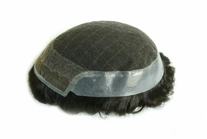OCT Swiss Lace Men Toupee with 100% Human Hair PU Skin around Back and Side OCT Swiss Lace Men Toupee with 100% Human Hair PU Skin around Back and Side