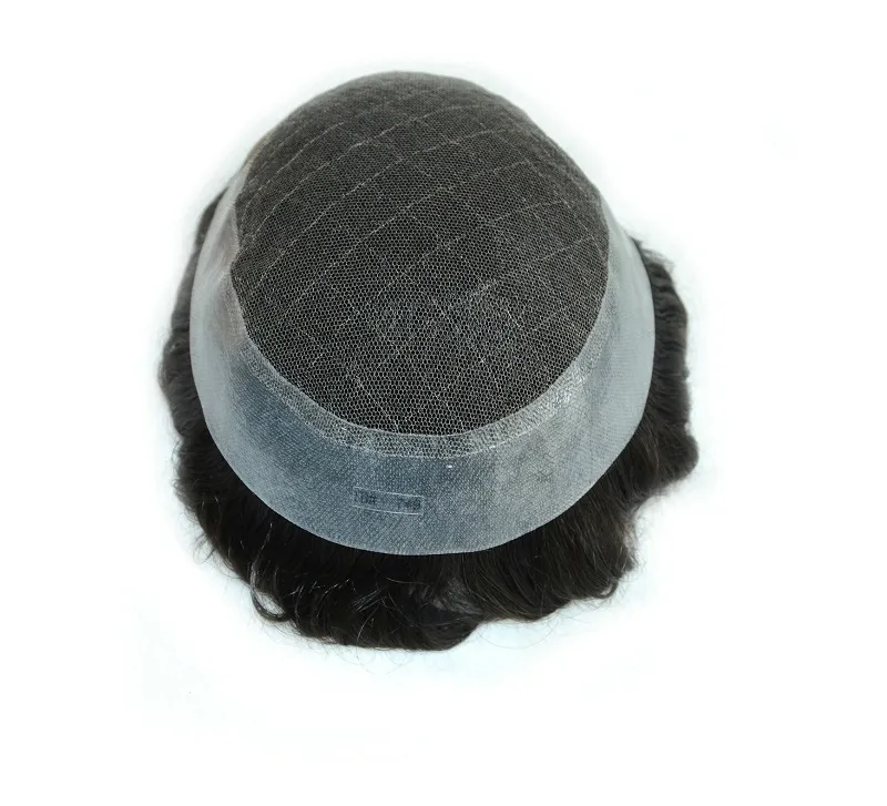 OCT Swiss Lace Men Toupee with 100% Human Hair PU Skin around Back and Side OCT Swiss Lace Men Toupee with 100% Human Hair PU Skin around Back and Side