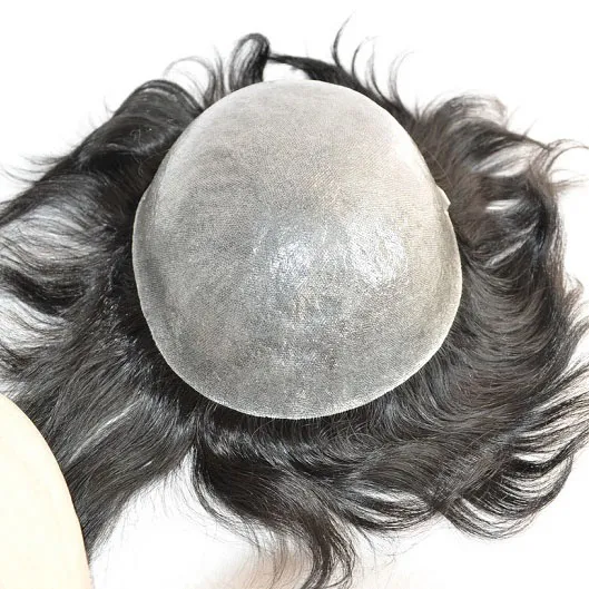 Thin Skin PU Base Men Toupee With V Loop 