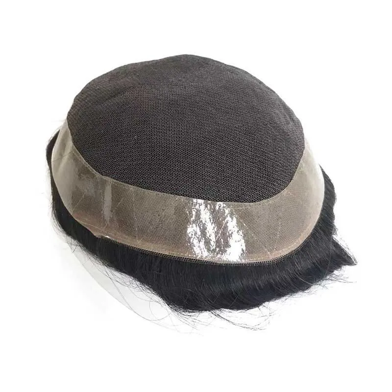 French Lace Men Toupee With Poly Coating Around Perimeter - AIRAO HAIR French Lace Men Toupee With Poly Coating Around Perimeter