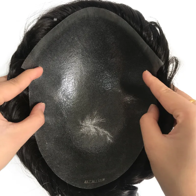 All Skin Knotted Men Toupee without V Loop Front - AIRAO HAIR All Skin Knotted Men Toupee without V Loop Front