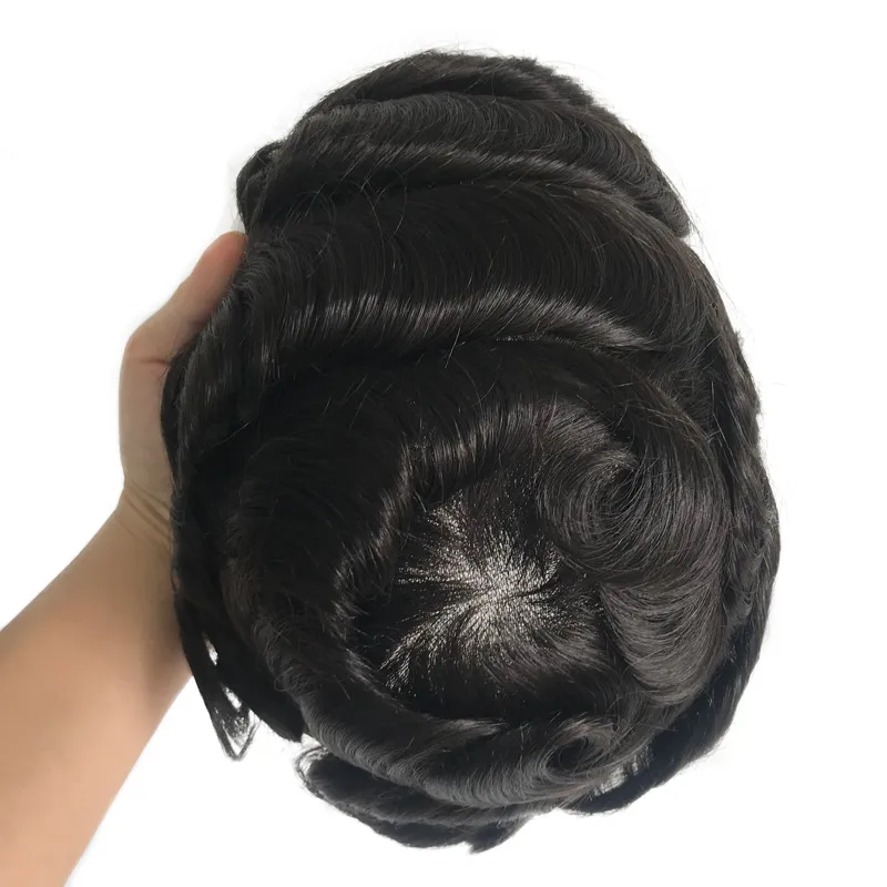 All Skin Knotted Men Toupee without V Loop Front - AIRAO HAIR All Skin Knotted Men Toupee without V Loop Front