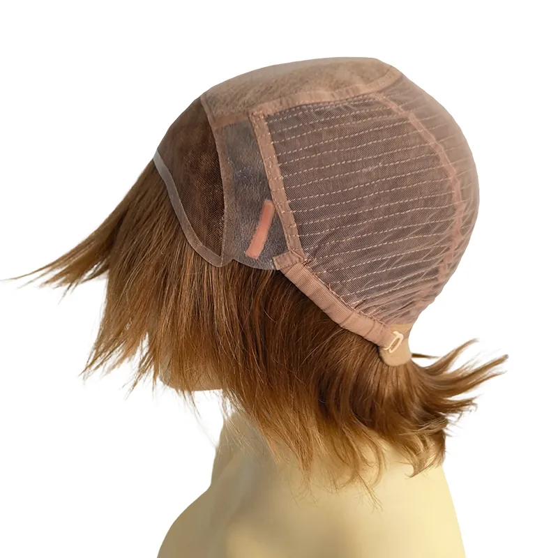 European Virgin Hair Silk Top Lace Front Women Wig Cap Construction 