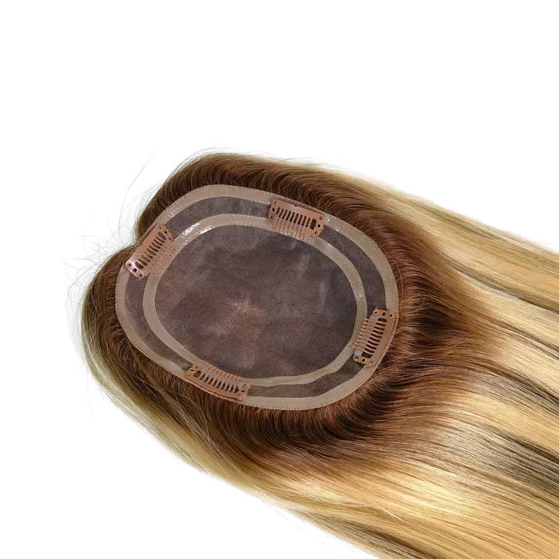 Eurpean Virgin Human Hair Mono Top Base Rooted Women Hair Pieces Topper For Thinning Crown Hair