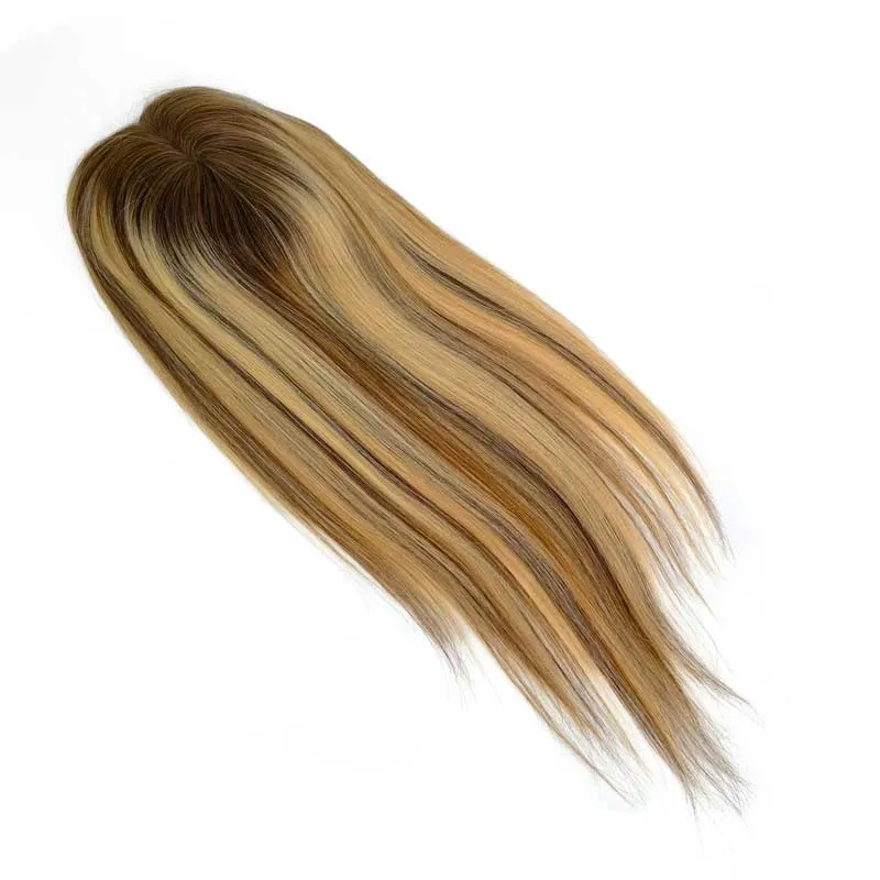 Eurpean Virgin Human Hair Mono Top Base Rooted Women Hair Pieces Topper For Thinning Crown Hair