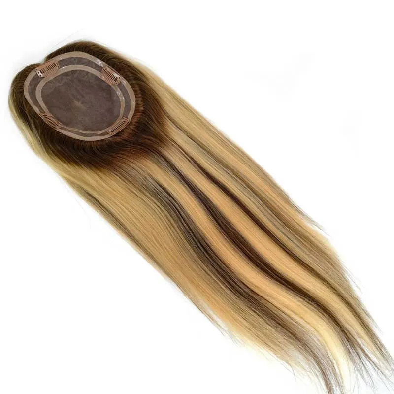 Eurpean Virgin Human Hair Mono Top Base Rooted Women Hair Pieces Topper For Thinning Crown Hair