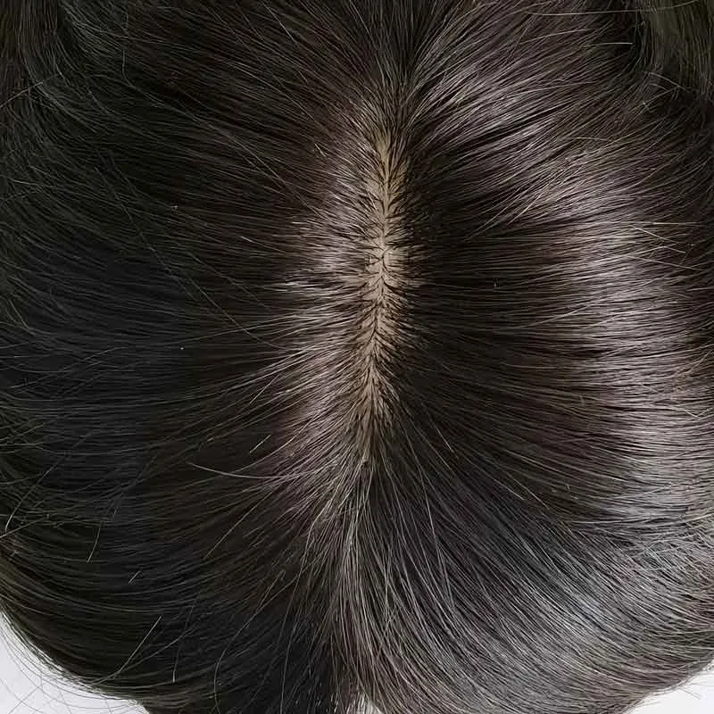 Thin PU Skin Base Hair Topper with Silk Top Partition Clip Thin PU Skin Base Hair Topper with Silk Top Partition Clip