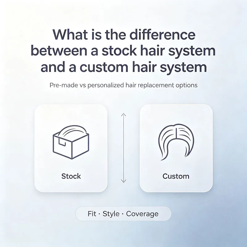 What is the difference between a stock hair system and a custom hair system?