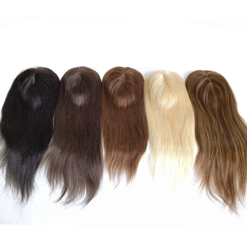 Thin PU Skin Base Hair Topper with Silk Top Partition Clip