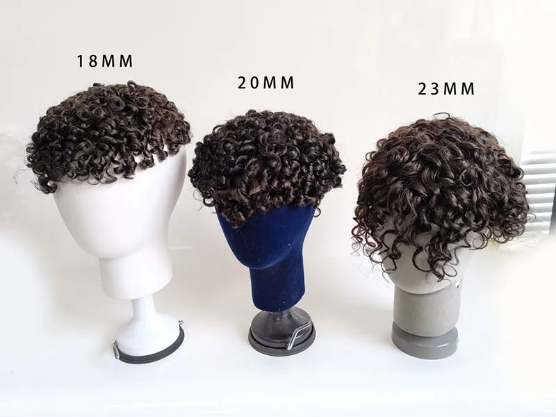18mm 20mm 23mm men toupee curly