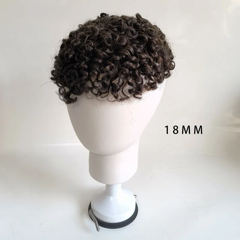 18mm men toupee curly