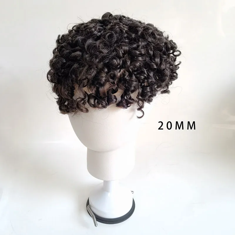 20mm men toupee curly