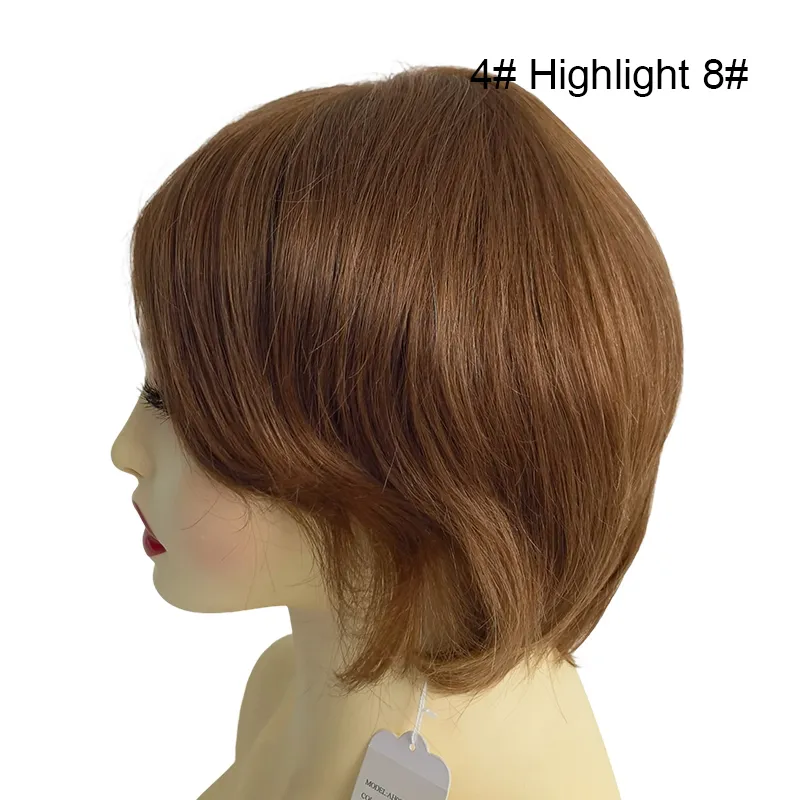 European Virgin Hair Silk Top Lace Front Women Wig Color 4 Highlight 8