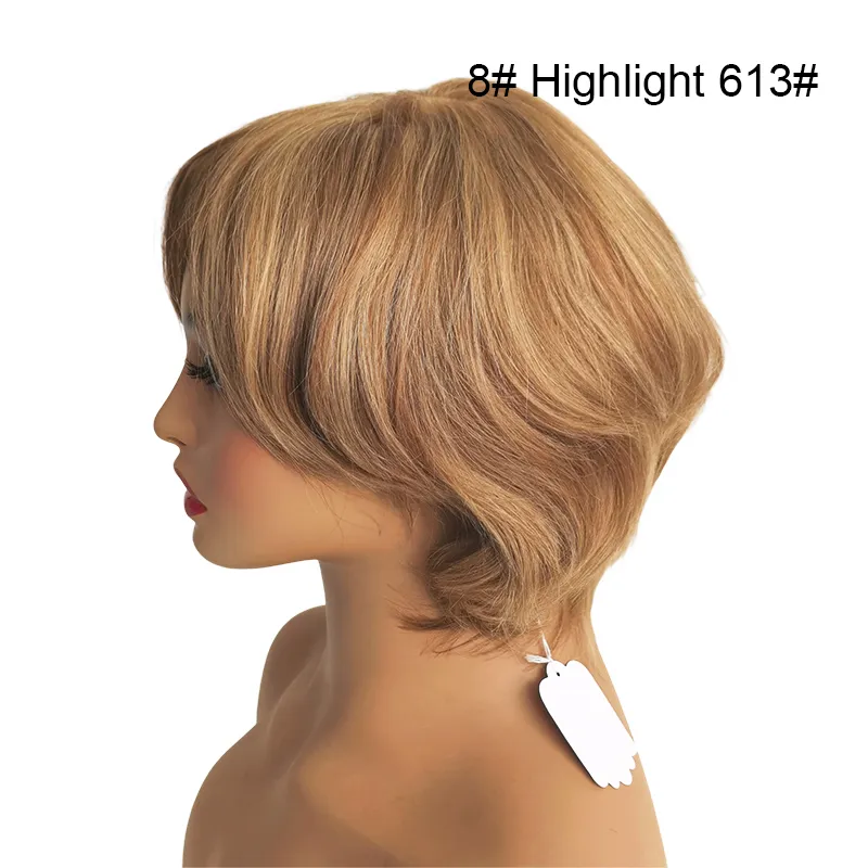 European Virgin Hair Silk Top Lace Front Women Wig Color 8 Highlight 27