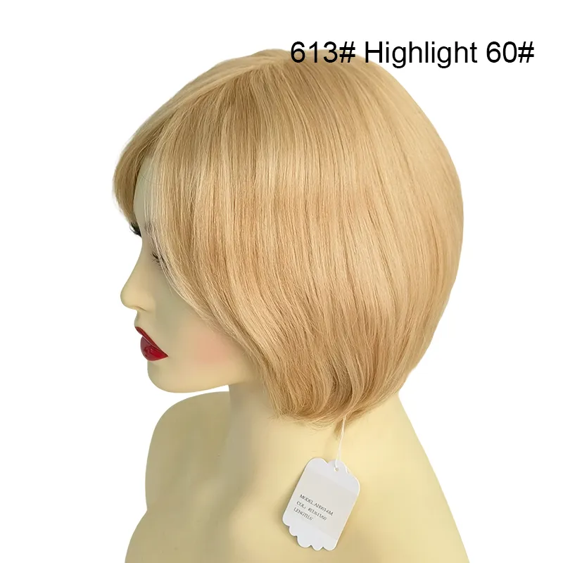 European Virgin Hair Silk Top Lace Front Women Wig Color 613 Highlight 60